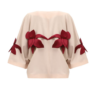 Silk-Lined Wrap Jacket With Dropped Sleeves Peach Nude - Julia Allert