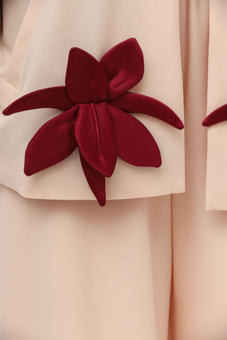 Silk-Lined Wrap Jacket With Dropped Sleeves Peach Nude - Julia Allert