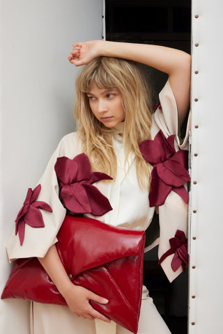 Silk-Lined Wrap Jacket With Dropped Sleeves Peach Nude
