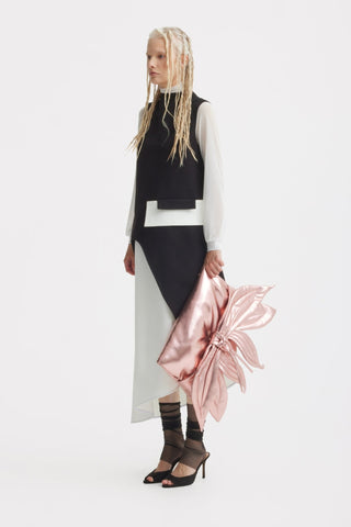 Sleeveless Asymmetric Midi Dress – Black & White - Julia Allert