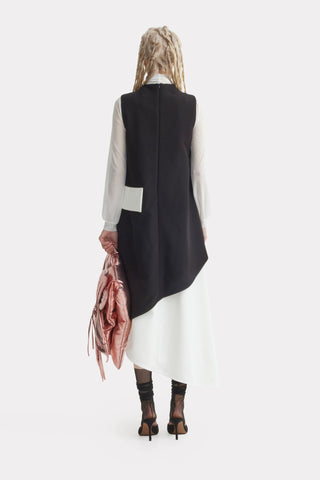 Sleeveless Asymmetric Midi Dress – Black & White - Julia Allert