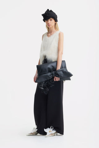 Statement Waist Wide-Leg Trousers – Black