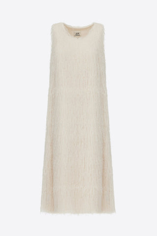 Sleeveless Textured Pile Midi Dress - Ivory - Julia Allert