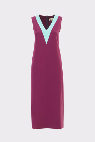 Sleeveless V-Neck Midi Dress Dark Fuchsia
