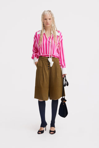 Smart Elegance – Silk-Touch Striped Long-Sleeve Blouse Pink - Julia Allert