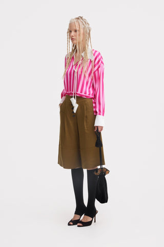 Smart Elegance – Silk-Touch Striped Long-Sleeve Blouse Pink - Julia Allert