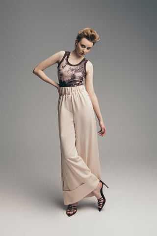 Soft Touch Flowy Trousers Peach Nude - Julia Allert