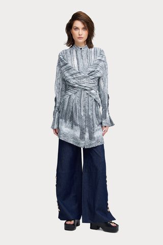 Soft Viscose Wrap-Style Tunic Shirt Abstract Print - Julia Allert