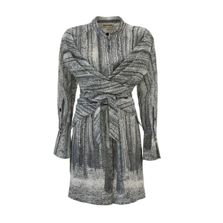 Soft Viscose Wrap-Style Tunic Shirt Abstract Print