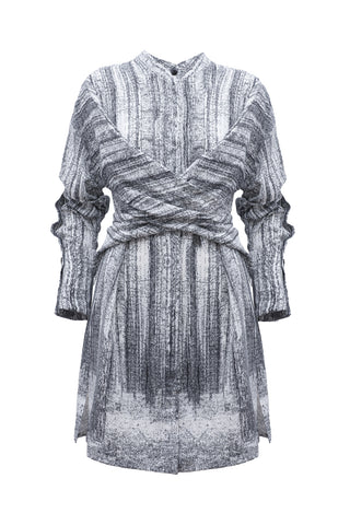 Soft Viscose Wrap-Style Tunic Shirt Abstract Print