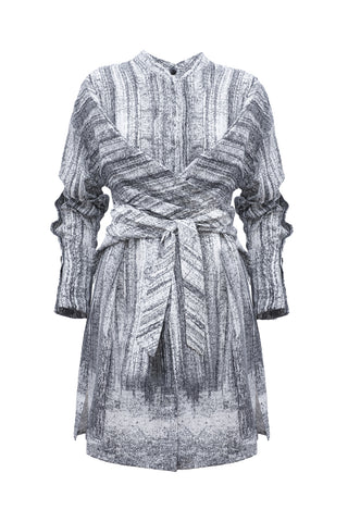 Soft Viscose Wrap-Style Tunic Shirt Abstract Print