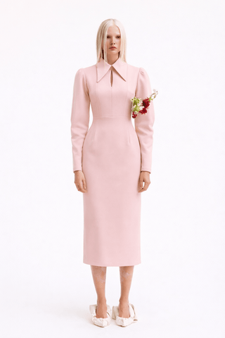 Solid Formal Midi Dress - Pale Pink - Julia Allert