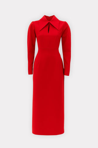 Solid Formal Midi Dress - Red - Julia Allert