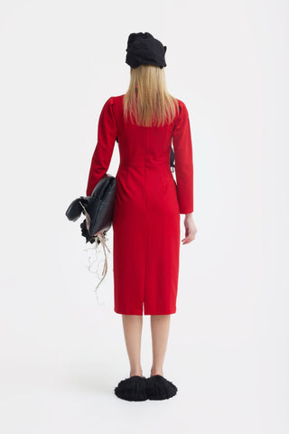 Solid Formal Midi Dress - Red - Julia Allert