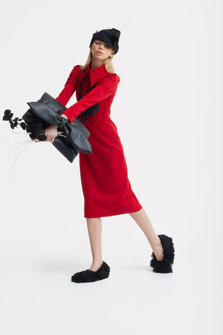 Solid Formal Midi Dress - Red - Julia Allert
