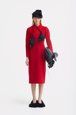 Solid Formal Midi Dress - Red - Julia Allert