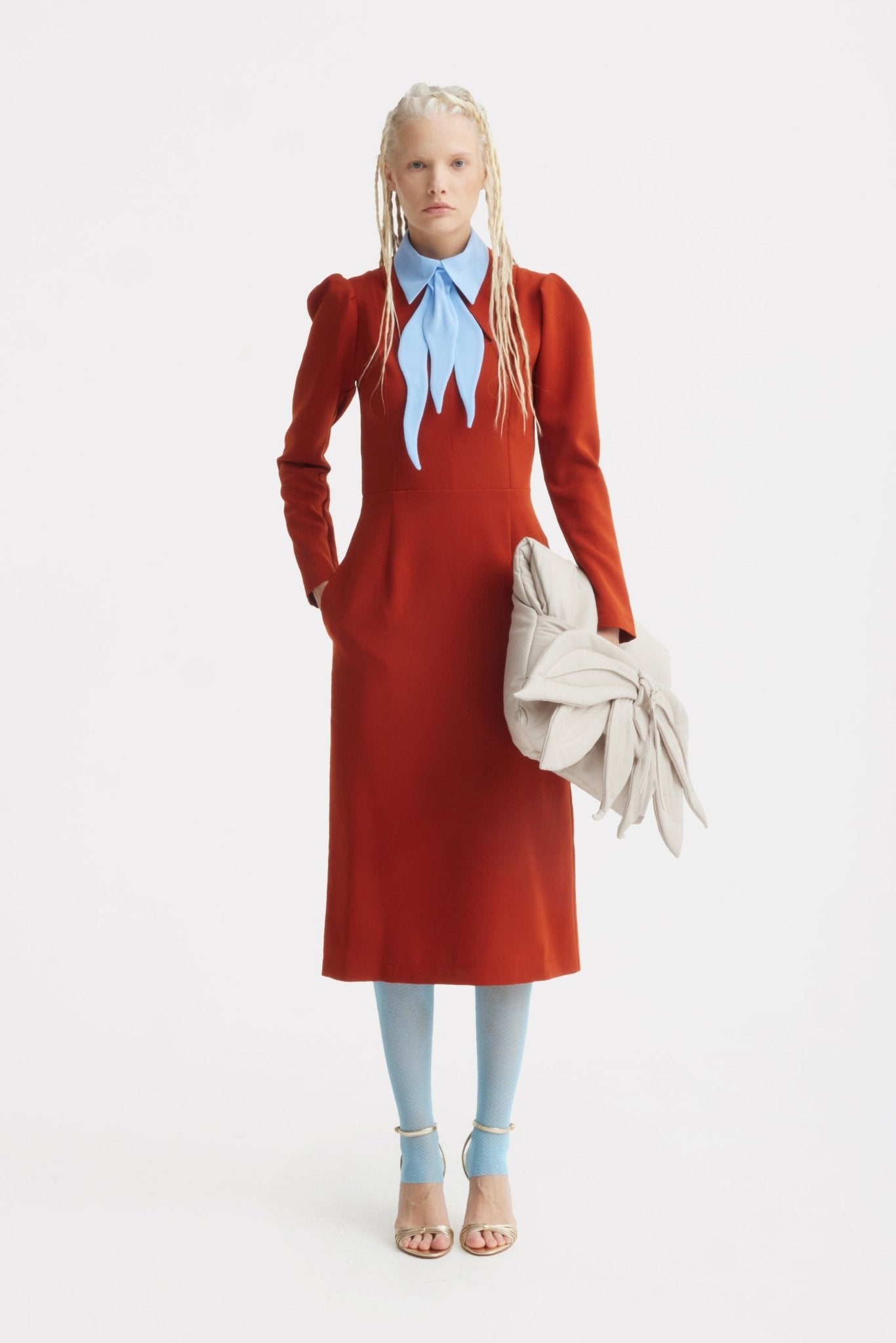 Solid Formal Midi Dress - Terracotta