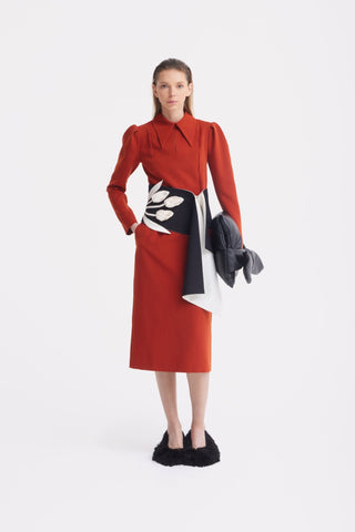 Solid Formal Midi Dress - Terracotta