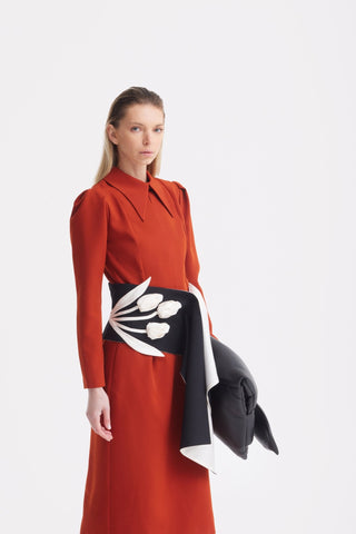 Solid Formal Midi Dress - Terracotta - Julia Allert