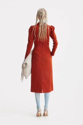 Solid Formal Midi Dress - Terracotta - Julia Allert