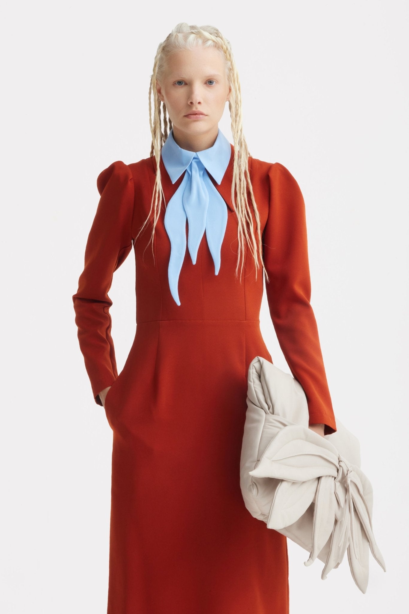 Solid Formal Midi Dress - Terracotta