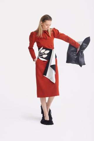 Solid Formal Midi Dress - Terracotta - Julia Allert