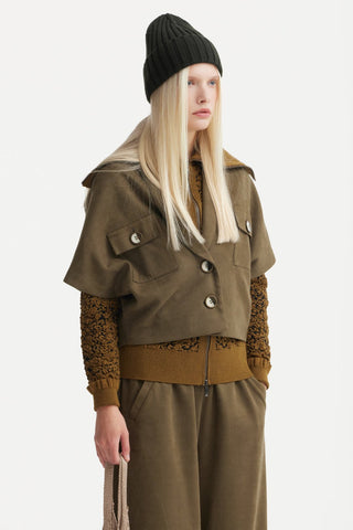 Solid Rib-Knit Hat With A Foldover Cuff Dark Olive - Julia Allert