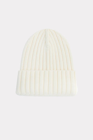 Solid Rib-Knit Hat With A Foldover Cuff Ecru - Julia Allert