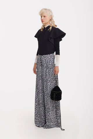 Stand Collar Ruffle Sleeve Blouse – Black - Julia Allert