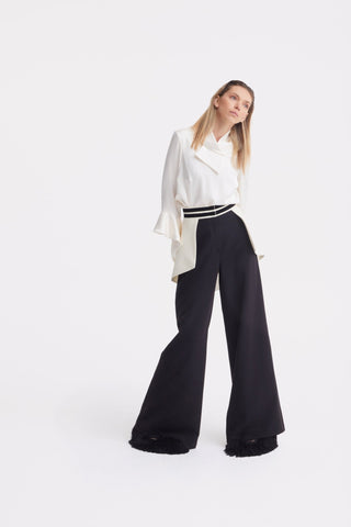 Statement Waist Wide-Leg Trousers – Black - Julia Allert