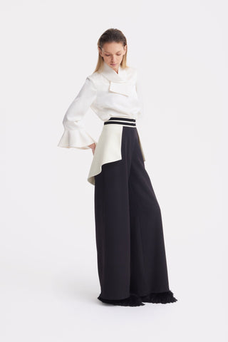 Statement Waist Wide-Leg Trousers – Black - Julia Allert