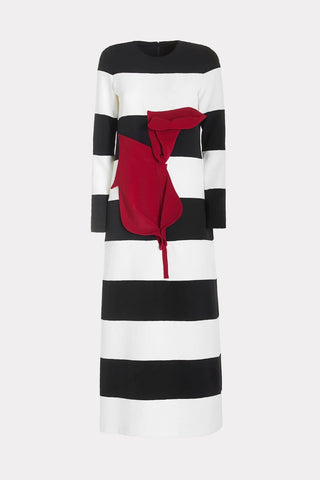 Striped Dress With Red Rose Accent