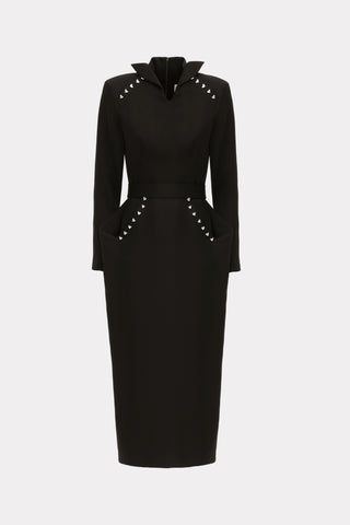 Studded Tailored Midi Dress – Black