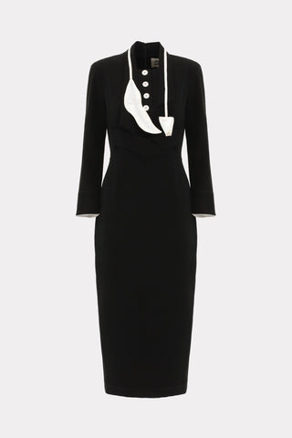 Stylish Formal Fitted Midi Dress - Black