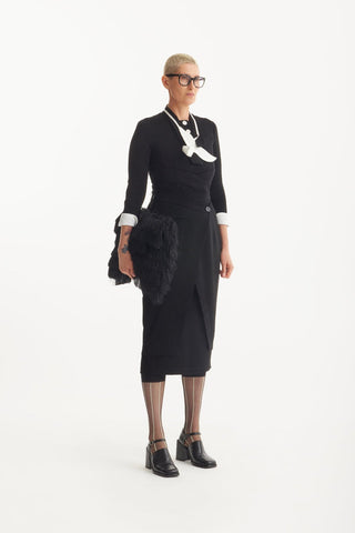 Stylish Formal Fitted Midi Dress - Black - Julia Allert