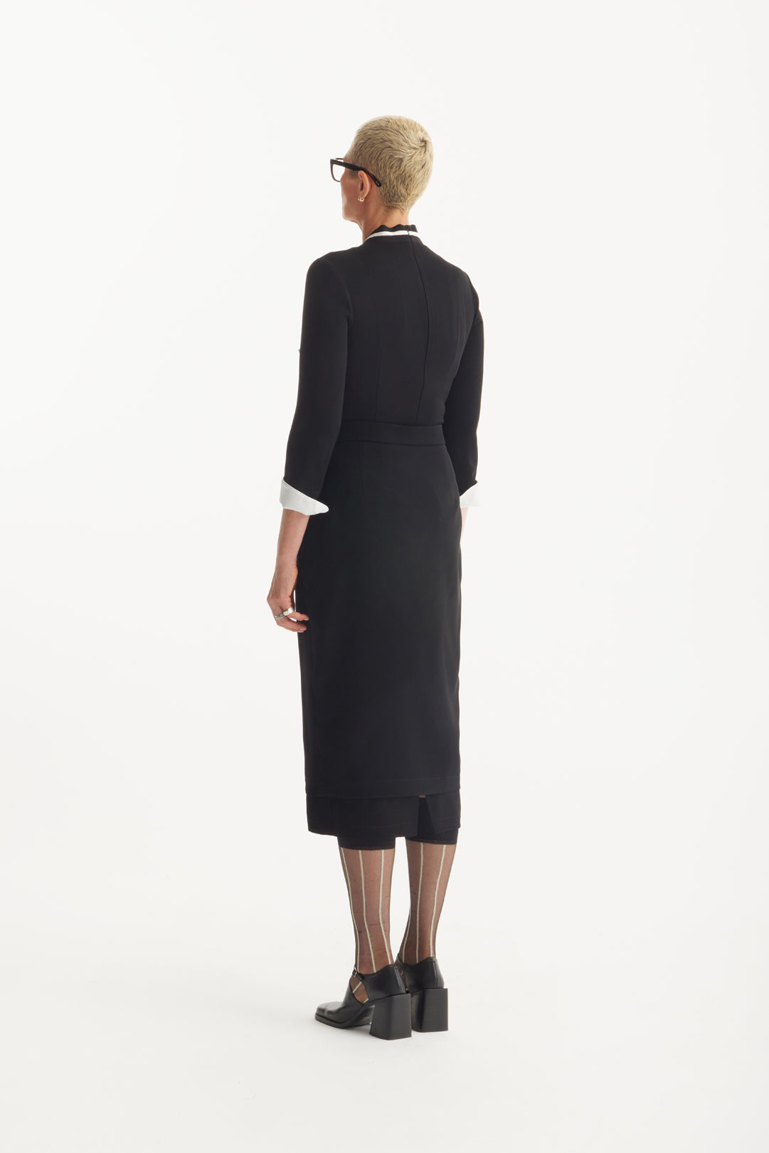Stylish Formal Fitted Midi Dress - Black XXL Stylish Formal Fitted Midi Dress - Black XXL