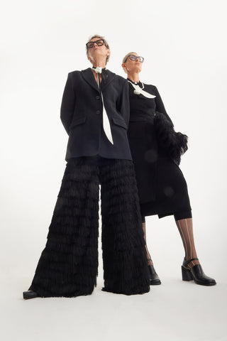 Evening Statement Fringe Palazzo Pants – Black