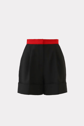 Stylish High-Waisted Red Waistband Shorts Black - Julia Allert