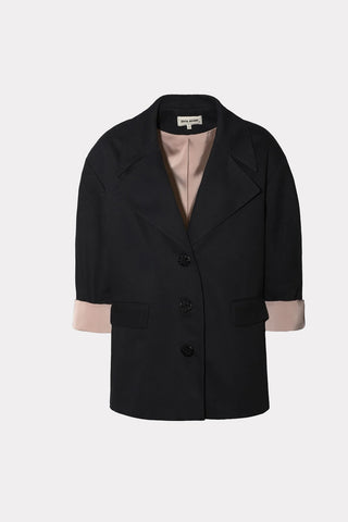 Stylish Relaxed-Fit Blazer With Contrast Lining Black