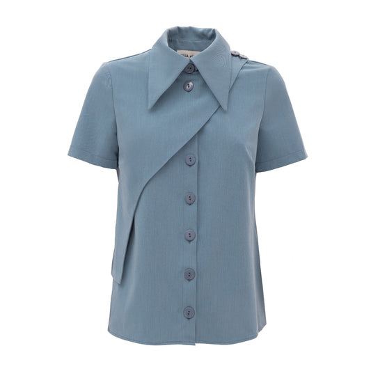 Stylish Short Sleeve Shirt Pale Blue