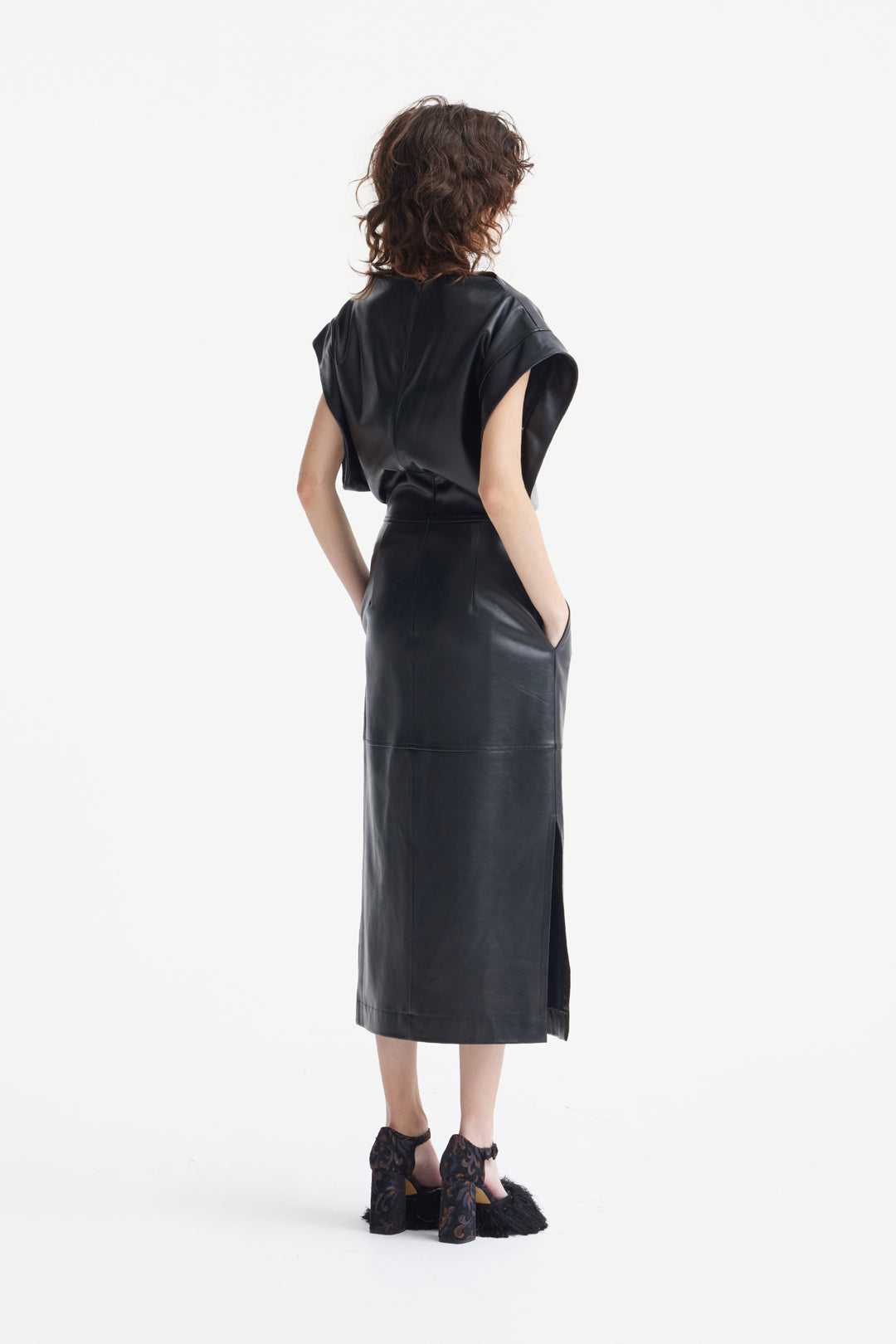 Stylish Sleeveless Faux Leather Dress Black XL Stylish Sleeveless Faux Leather Dress Black XL