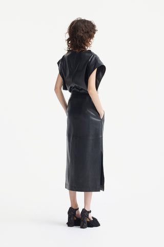 Stylish Sleeveless Faux Leather Dress Black