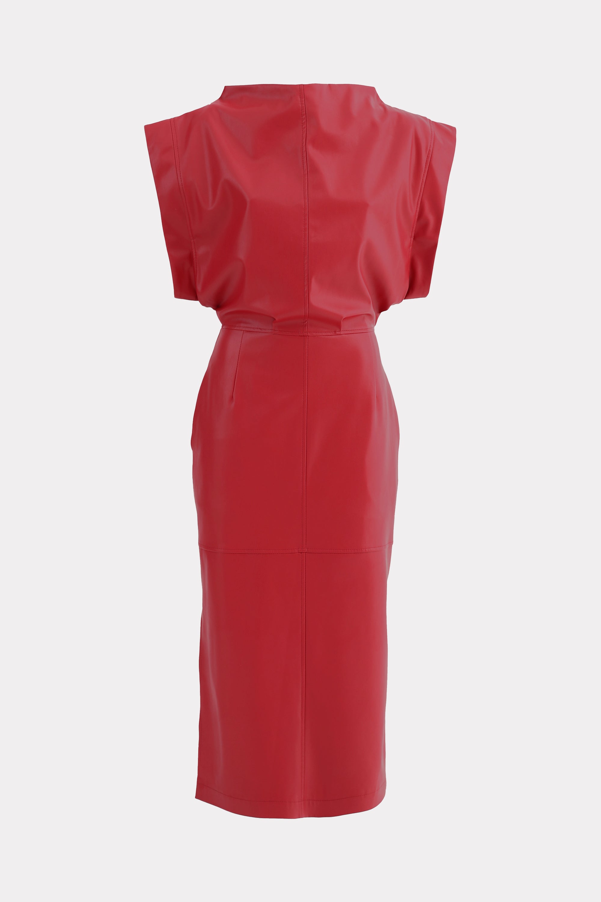 Stylish Sleeveless Faux Leather Dress Red S Stylish Sleeveless Faux Leather Dress Red S