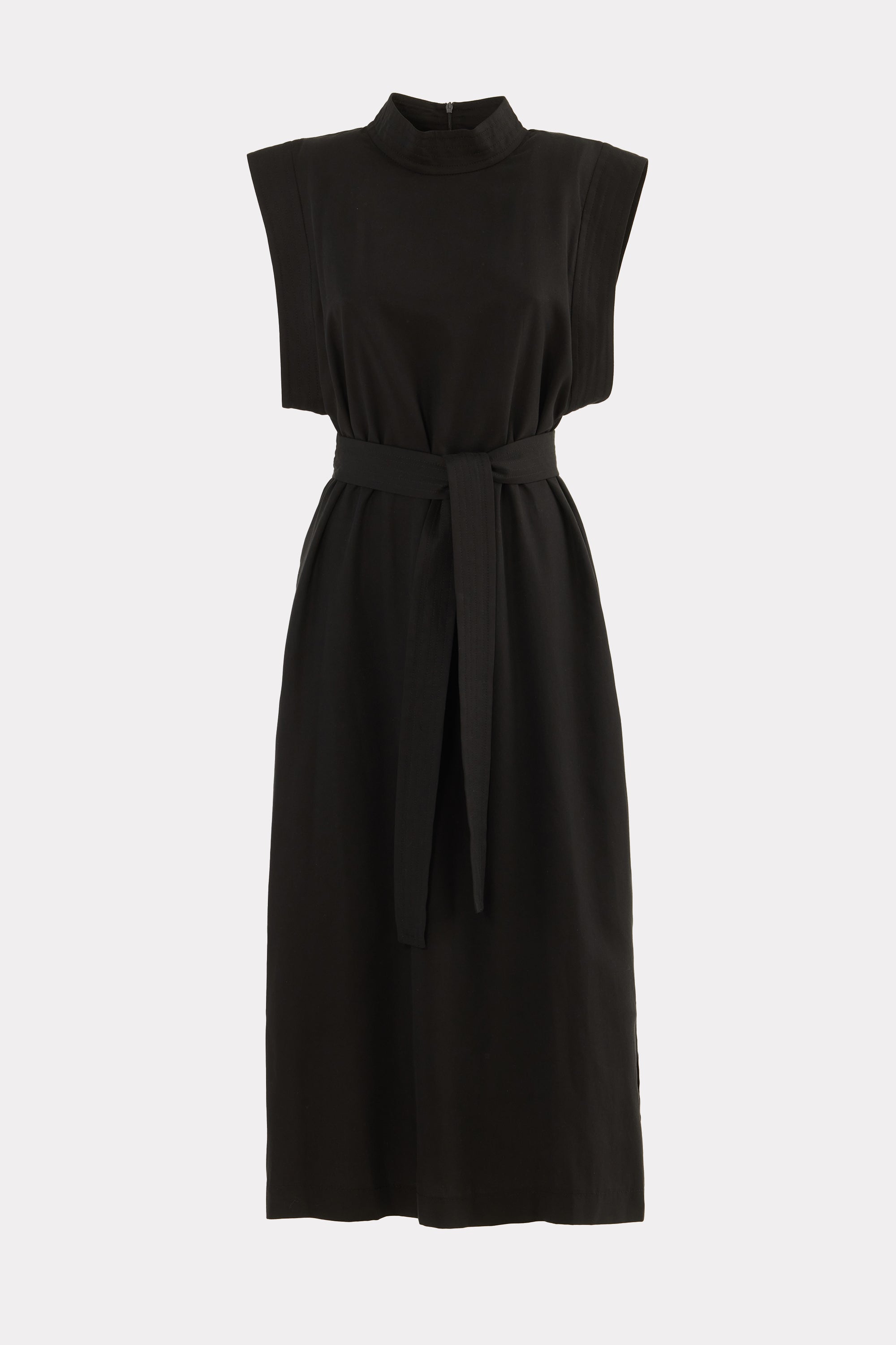 Stylish Straight Dress With Belt Black XL Stylish Straight Dress With Belt Black XL