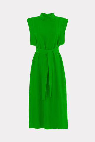 Stylish Straight Dress With Belt Green