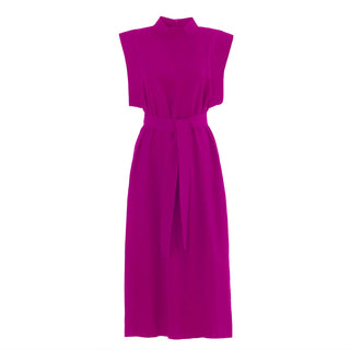 Stylish Straight Dress With Belt Pink