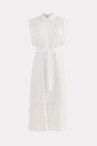 Stylish Straight Dress With Belt White