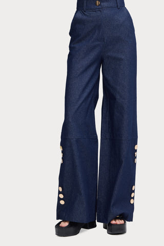 Stylish Wide-Leg High-Waisted Jeans Blue