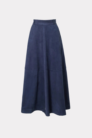 Suede Elegance Ankle-Length Flare Skirt Blue