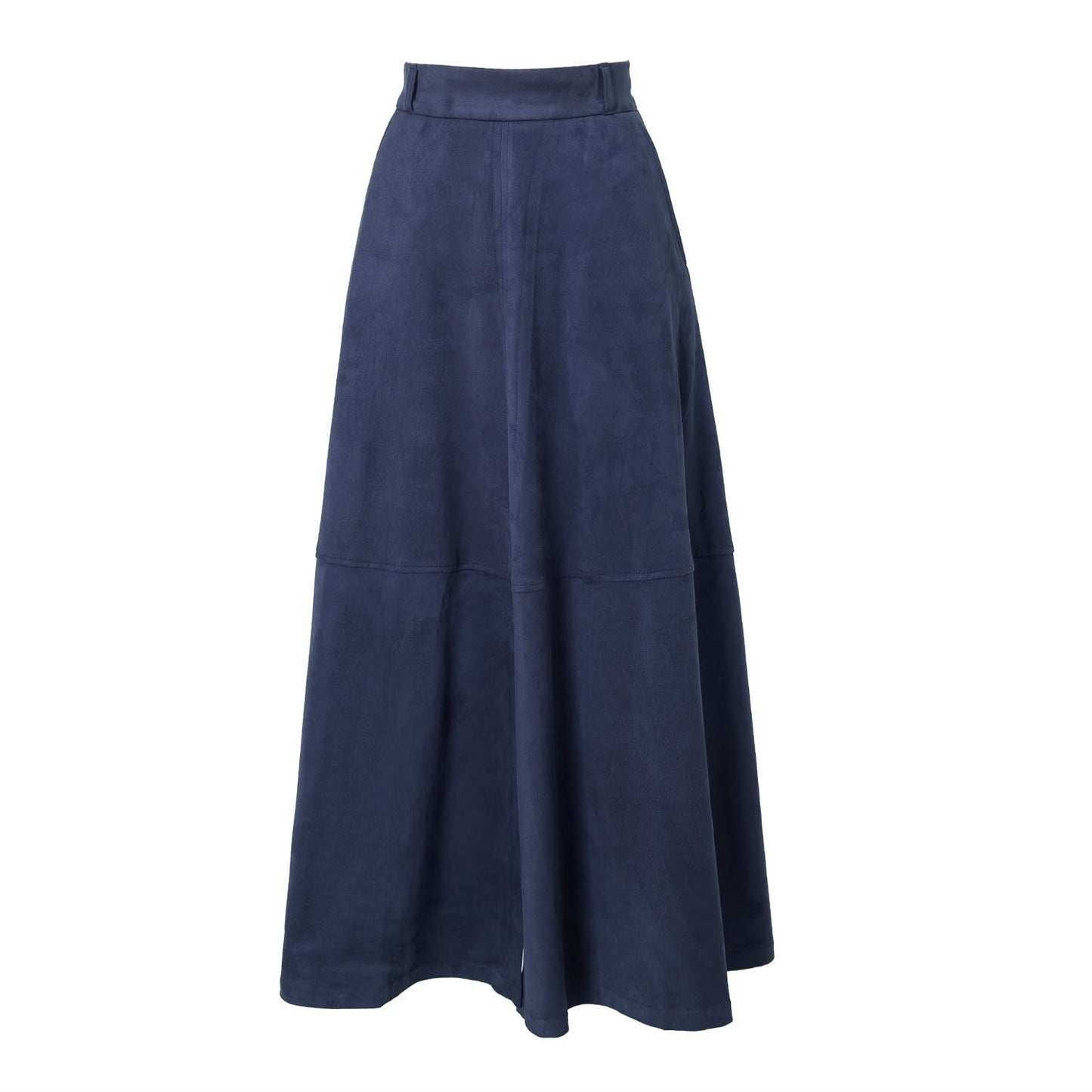 Suede Elegance Ankle-Length Flare Skirt Blue